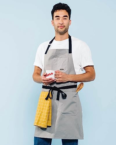 Daily Cotton Kitchen Apron for Cooking (Light Grey)