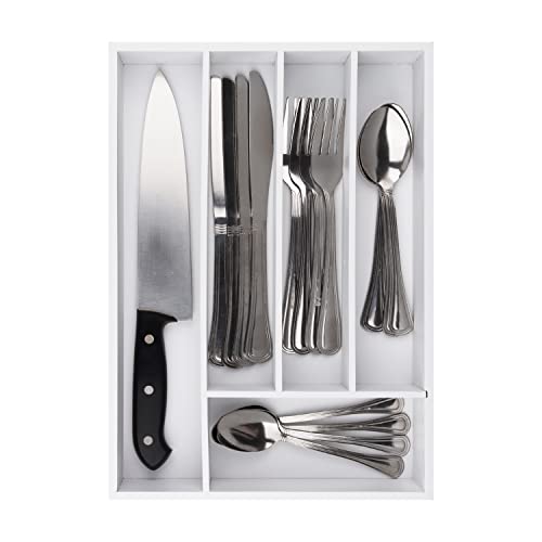 Kitchen Drawer Organizer (White / 5 Slots)