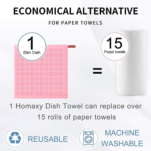 100% Cotton Terry Kitchen Dish Cloths (Pink / 12 X 12 - 12 Pack)