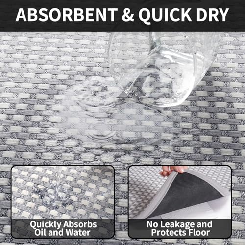 Long Kitchen Runner Rugs Kitchen Mat Non Slip Washable Gray 36"x71" (Light Grey / 36"x71")