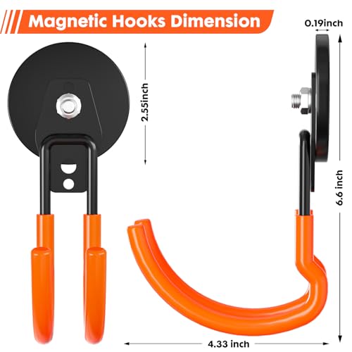 Magnetic Hooks Heavy Duty 4 Pack Storage Garage Magnet Hooks (Orange4pro)