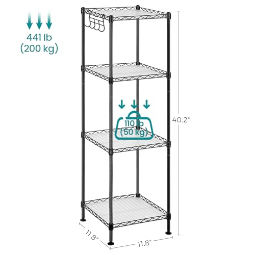 4 Tier Bathroom Shelf (Ink Black + Translucent / 4 Tiers (11.8"W))