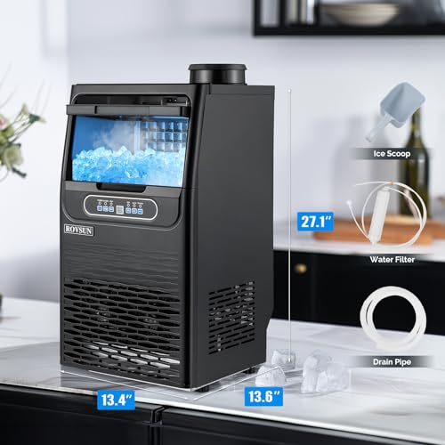 70LBS 24H Countertop Ice Maker with 2 Water Inlets (Black / 70LB)