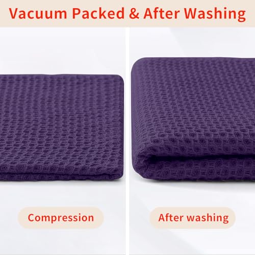 100% Cotton Waffle Weave Kitchen Dish Cloths 8 (Eggplant / 12 X 12 - 8 Pack)