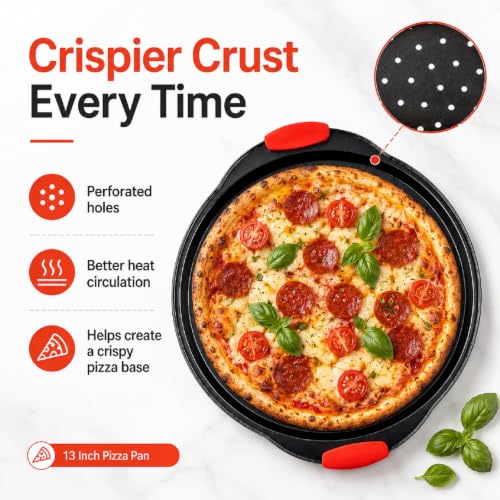 13 Inch Pizza Pan for Oven (2 Pack)