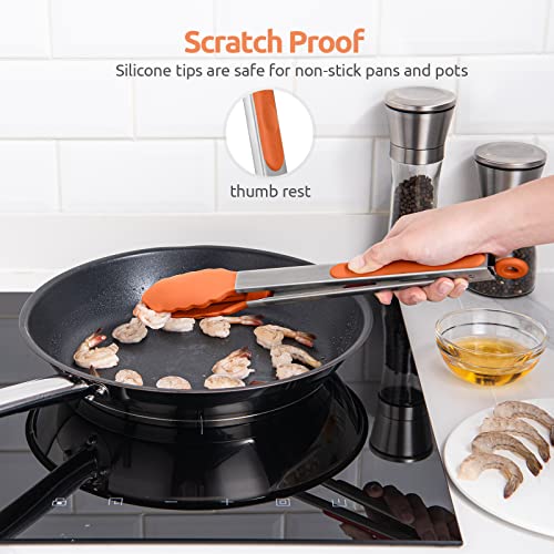 Kitchen Tong for Cooking (Orange / 12 inch)