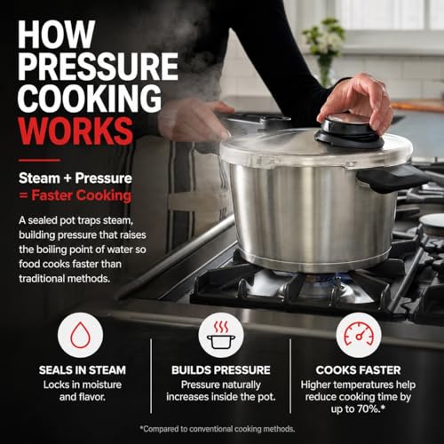 Vitavit Premium Pressure Cooker with Steamer Insert (4.8 Quarts / Stainless Steel)