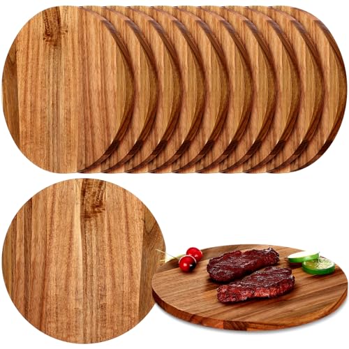 10 Pack 12" Acacia Wooden Round Cutting Boards Bulk 0.6 Inch Thick Round Charcuterie Board Smooth Surface Multipurpose Chopping Serving Tray for Pizza Fruit Vegetables Bread (12")