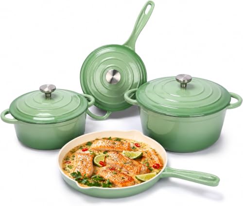 Enameled Cast Iron Cookware Set (Pistachio Green)