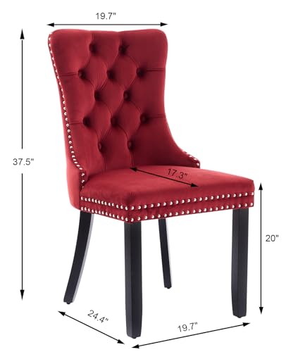 Wine Red Velvet Dining Chairs Set of 6 (Wine Red)