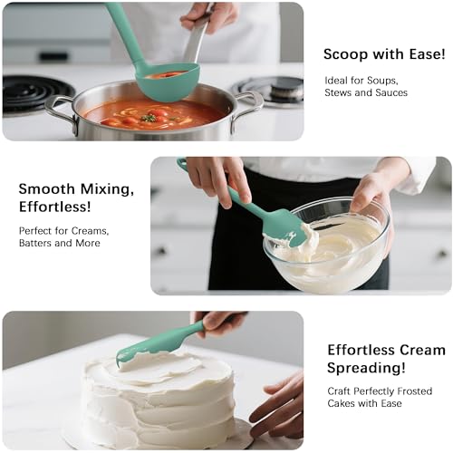 Silicone Kitchen Cooking Utensils Set (PureAquaGreen)