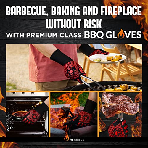 BBQ Grill & Oven Gloves 1472°F Heat Resistant (Red)