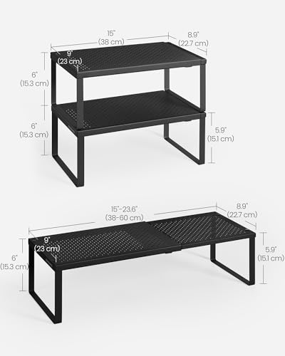 Spice Rack Expandable Kitchen Countertop Shelf (Matte Black / Set of 1)
