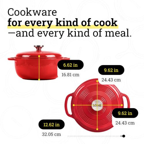 Essential Enamel Cast Iron Dutch Oven (Solid Red)