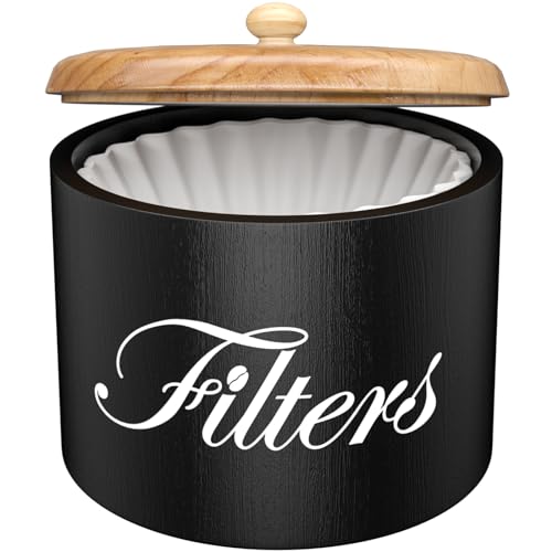 Wooden Coffee Filter Holder with Lid (Wood Black)