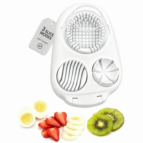 3‑in‑1 Hard Boiled Egg Slicer Cutter Dicer Chopper (White)