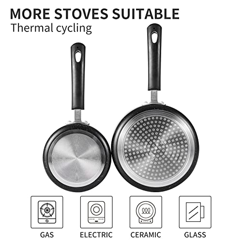 Nonstick Saucepan Set (Black / 1+2 sets)