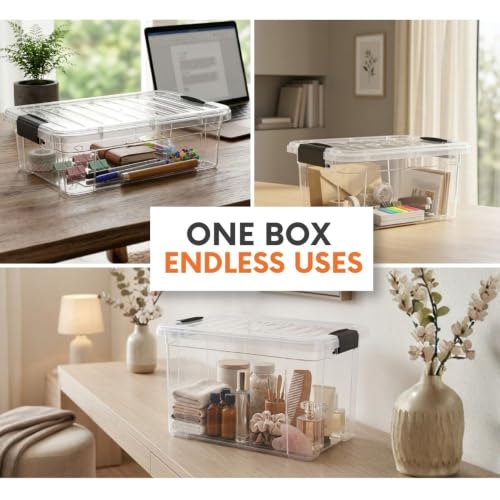 Small Clear Storage Boxes with Lids (4.75 Quart)