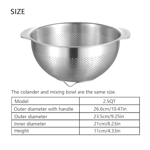 18 8 Stainless Steel Microwell Colander (2.5QT Colander / primary colour)