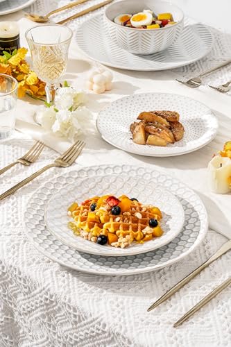 16 Piece Ceramic Plates and Bowls Set (White / 16Pcs (Service for 4))