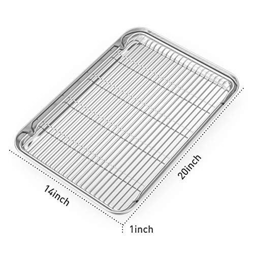 Baking Sheet with Cooling Rack and Silicone Baking Mat (20 inch with Rack and Mat)