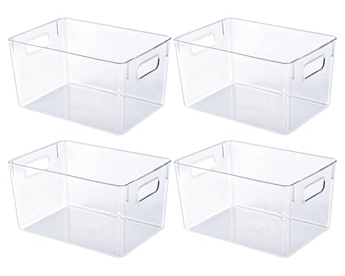 Clear Plastic Storage Bins (4pack 11.2"Lx 7.5"W x 6" H)