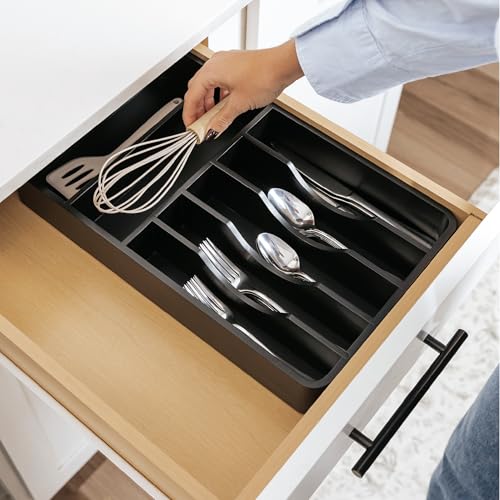 Silverware & Utensil Organizer (Black Bamboo)