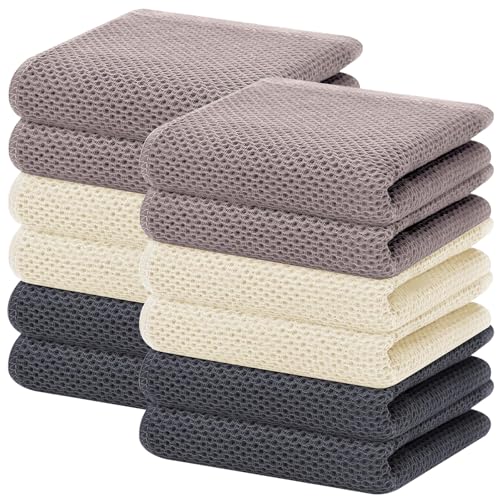 100% Cotton Waffle Weave Kitchen Dish Towels 12 (Mixed Color / 13 X 28 - 12 Pack)