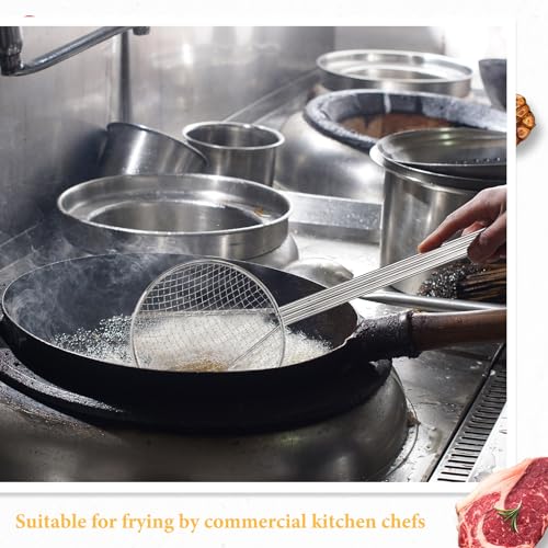 2 Pcs 16" Stainless Steel Wire Skimmer Long Handle Strainer Spoon (16")