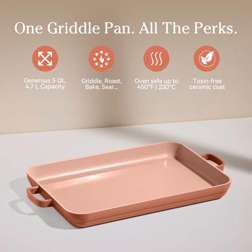 Griddle Pan 5 Qt Nonstick Ceramic Stovetop Griddle & Sheet Pan (Spice / 5 Quarts)