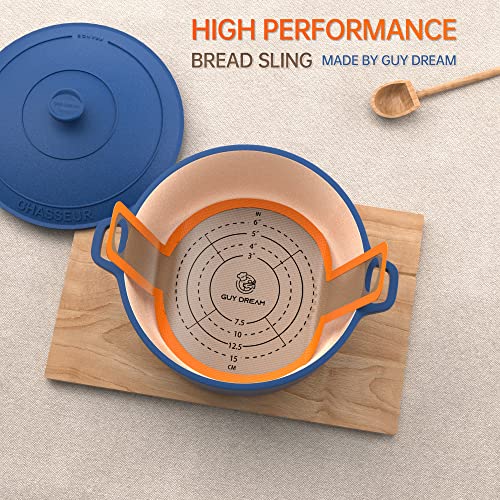 GUYGUYDREMAT Bread Sling for Dutch Oven (20.8"L x 8.3"W / Brown Mat with Orange Border)