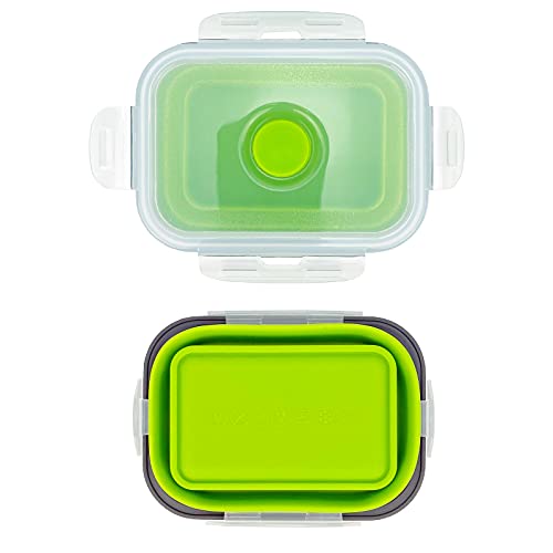 3piece Collapsible Food Storage Containers with Lids (green with gray)