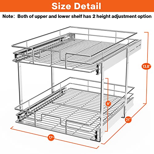 Individual Pull Out Cabinet Organizer (2 Tier / 17"W x 21"D)
