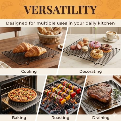 5PCS Cooling Racks for Cooking and Baking 10" x 16" Wire Rack Baking Rack (Cooling rack*5)