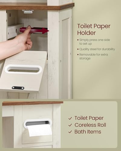 Over the Toilet Storage Cabinet (Rustic White / With side storage(31.3"))