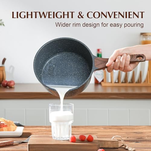 Nonstick Sauce Pan Set with Lid (Gray Granite / 1.5 + 2.0 Quarts)