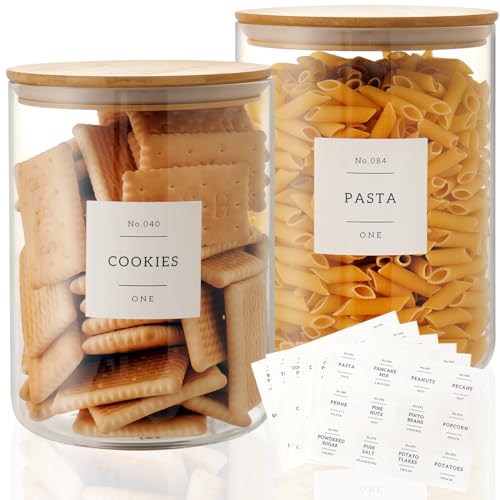 Set of 2 Large Glass Flour and Sugar Containers (2pack)