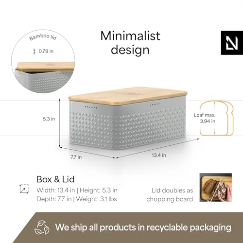 Bread Box for Kitchen Countertop (Pebble Gray)