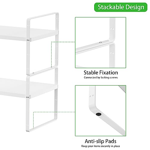 Expandable Cabinet Shelf (Smooth White / Small - 8.1"D - 3 Pack)