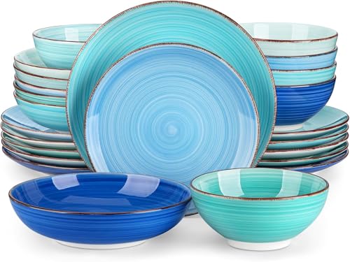Bonita Stoneware Dinnerware Sets (Bonita Blue / Service for 6 (24 Pcs-new ))
