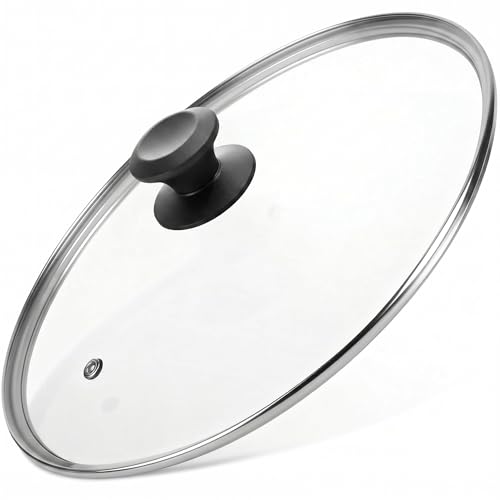 13 In Glass Lid for Frying Pan (13 in / Black / Round)