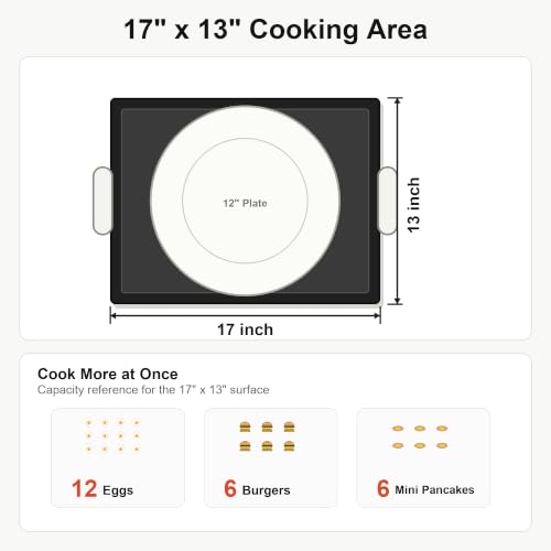 17 x 13 Ceramic Nonstick Flat Top Griddle for Gas Grill and Stove (17" x 13" x 2.6")