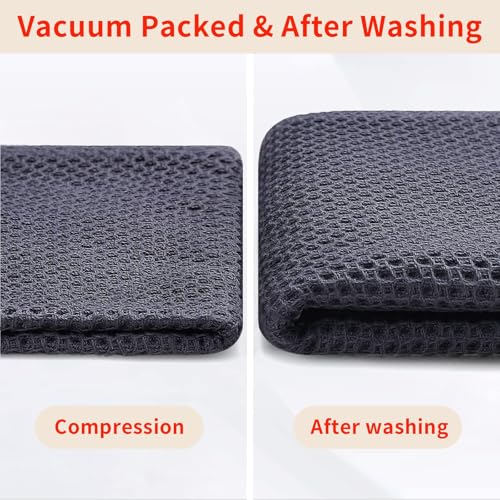 100% Cotton Oversized Waffle Weave Kitchen Towels 8 (Dark Grey / 20 X 28 - 8 Pack)