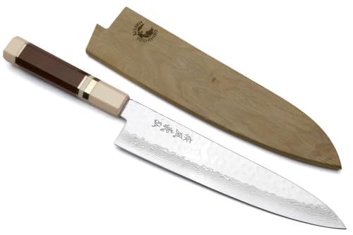 VG10 46 Layers Hammered Damascus Gyuto Japanese Chefs Knife Octagonal Rosewood Triple Ring Handle (8.3")