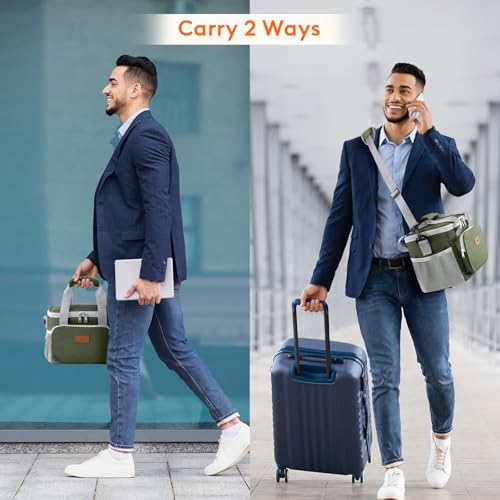 Insulated Lunch Box for Men (Gray & Green / Medium(9L))