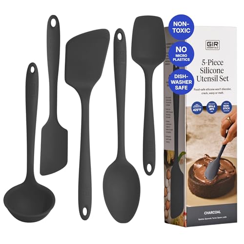 5 Piece Silicone Essentials Kitchen Utensils Set (Charcoal / 5 - Piece Set)