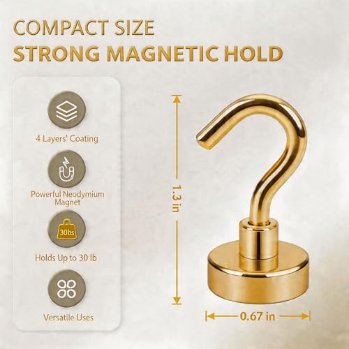 Magnetic Hooks (Gold / 0.67 inches)