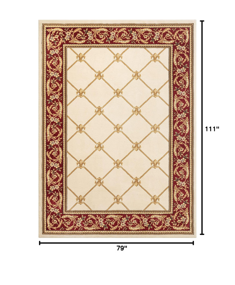 Timeless Collection Fleur De Lis Ivory 6x9 Luxurious Traditional French Aubusson Oriental Area Rug Perfect for Living Room Bedroom or Dining Room Easy (6'7" x 9'3" (Rectangular) / Ivory)