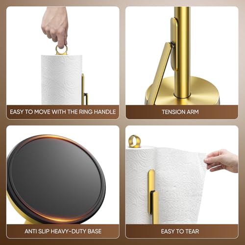 Heavy Duty Paper Towel Holder with Tension Arm (Gold)