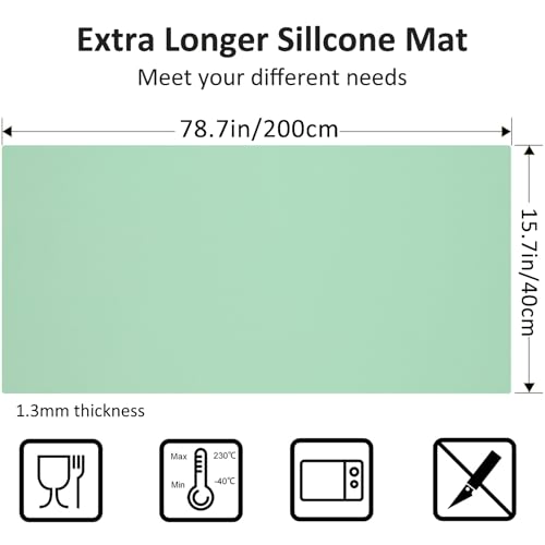 Silicone Mats for Kitchen Counter (78.7"L x 15.7"W / Light Green)